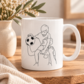 Mug personnalisé avec photo en dessin au trait – Photo et texte personnalisés – Cadeau unique pour toutes les occasions