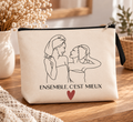 Pochette Personnalisée Photo – Trousse à Maquillage en Line Art – Pochette Personnalisable – Cadeau Original