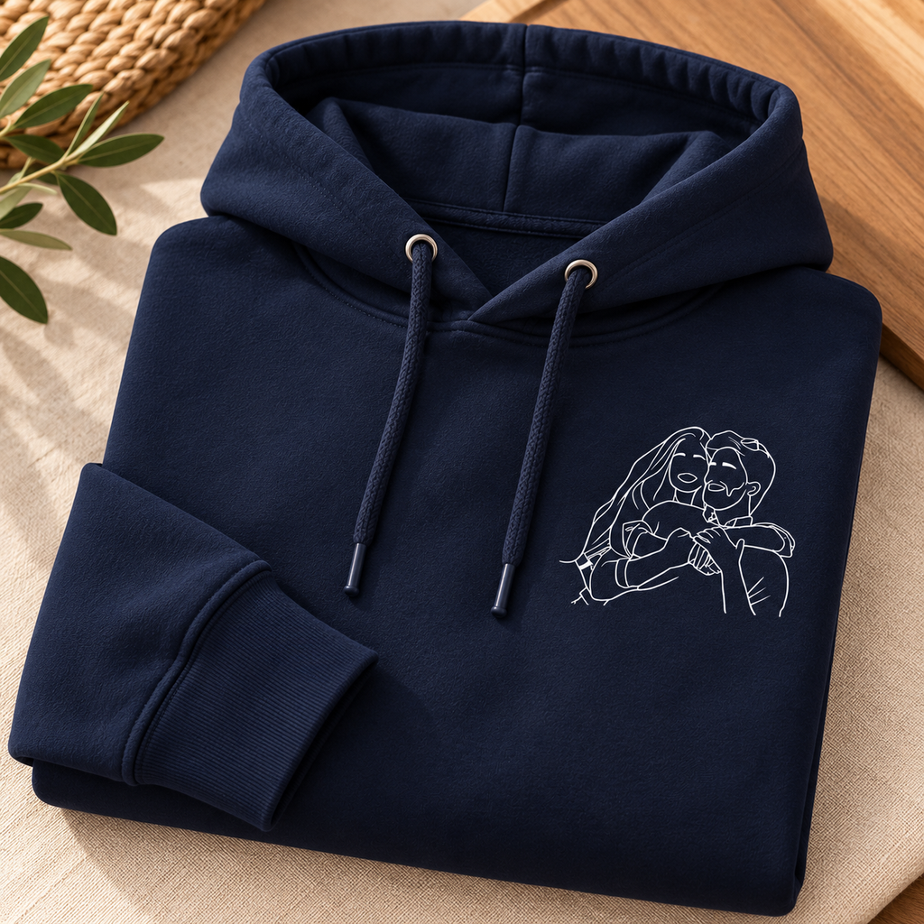Sweat à Capuche Homme Personnalisé avec Photo – Portrait en Line Art – Hoodie Personnalisé – Cadeau Unique