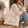 Tote Bag Personnalisé avec Photo – Portrait en Line Art – Sac Cabas Personnalisable – Cadeau Unique