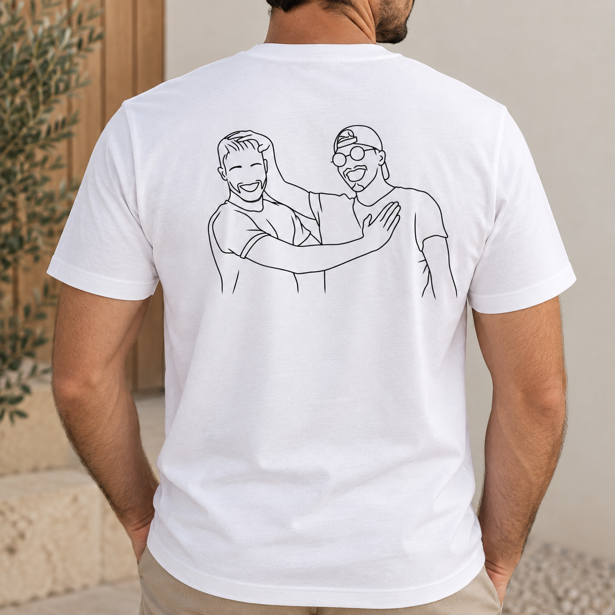 T-shirt homme personnalisé avec photo en dessin au trait – Personnalisation dos