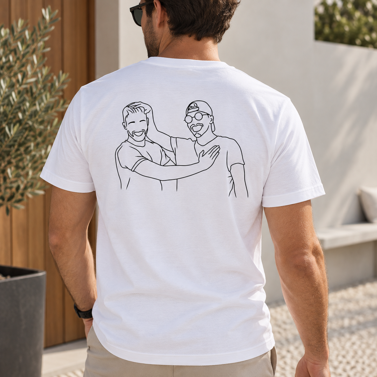 T-shirt homme personnalisé avec photo en dessin au trait – Personnalisation dos